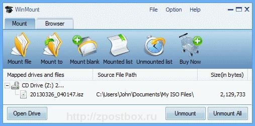 WinMount интерфейсі Интерфейс WinMount