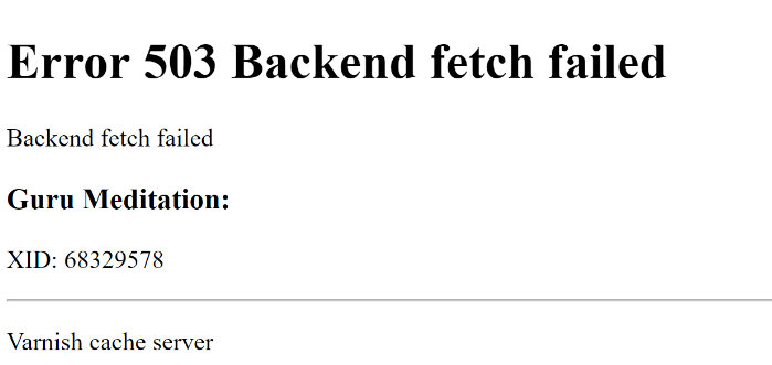 Қате туралы хабарды кэштеу сервері Сообщение об ошибке Varnish cache server